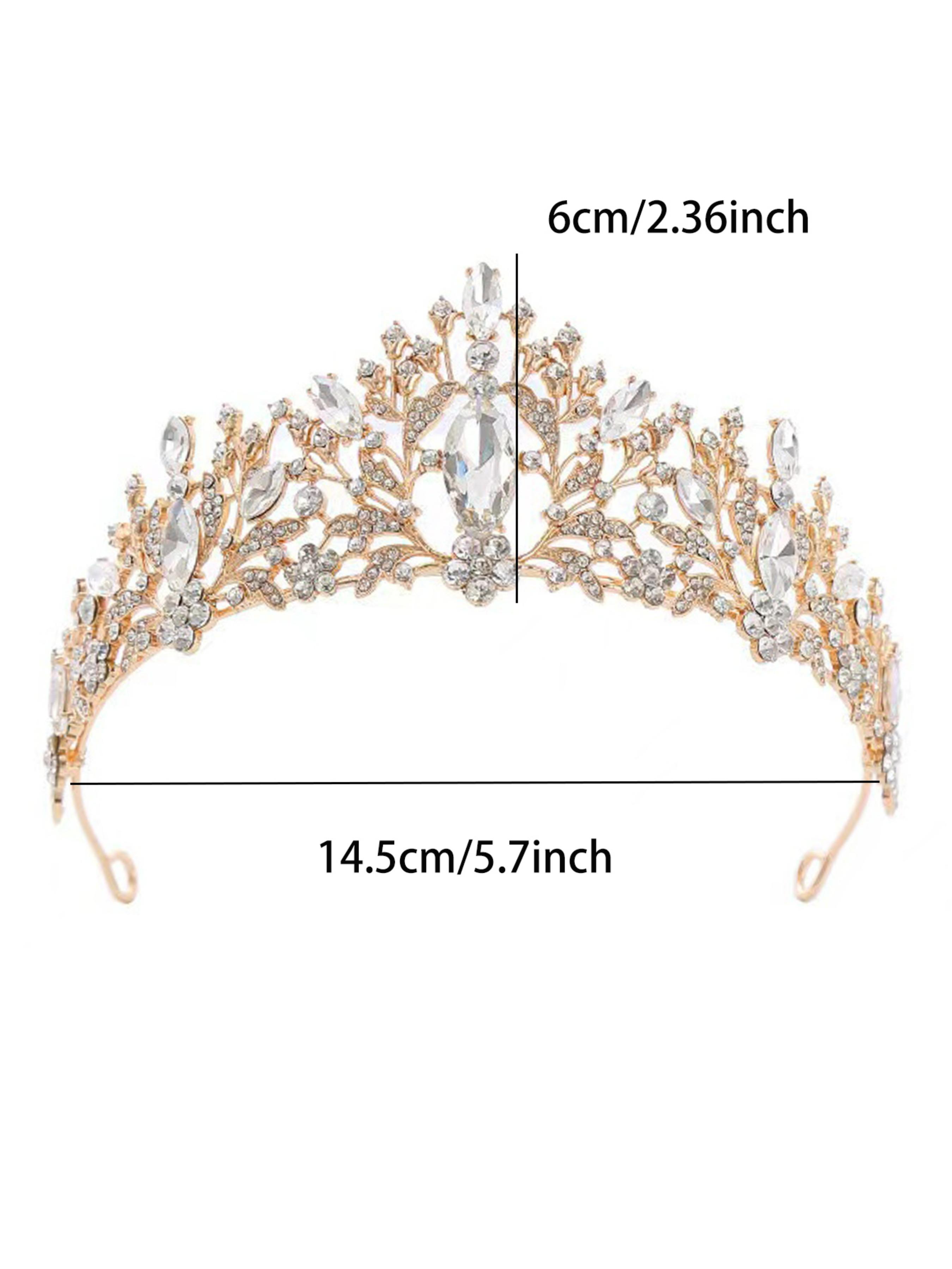 Gold Crystal Wedding Tiara Rhinestone Bridal Crown Jewelry Accessories Floral Fashion Elegant Birthday Headwear