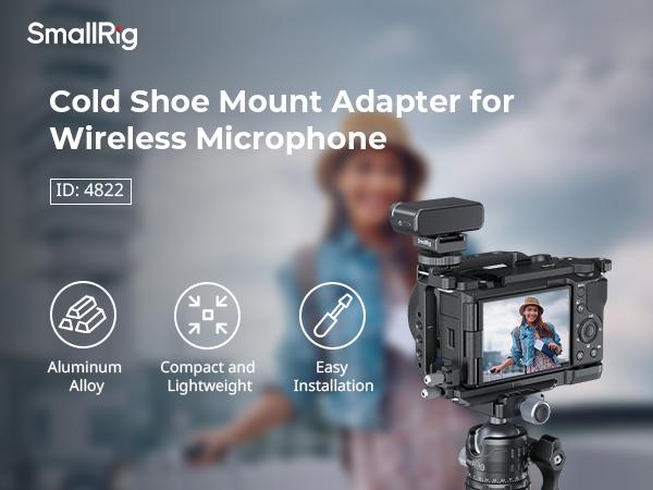SmallRig Cold Shoe Mount Adapter for Wireless Microphone, for DJI Mic / Mic 2, for RODE Wireless Go II, for Saramonic BLink 900 B, for Hollyland C1, with 1/4"-20 Threaded Hole, Anti Drop Design - 4822