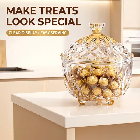 Candy Snack Bucket Storage Jar, Reusable Snack Containers, Cookie Buffet Container with Lid, Food Storage Container, Plastic Canister Jar, Kitchen Plastic Containers, Plastic Food Containers With Lids