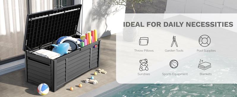 YITAHOME 100/120 Gallon Large Outdoor Storage Deck Box, Waterproof, Storage Bench with Lockable Lid for Patio, Pool Supplies, Garden Tools, Pillows, Easy Assembly YITAHOME 100/120 Gallon Large Outdoor Storage Deck Box, Waterproof, Storage Bench with Lockable Lid for Patio, Pool Supplies, Garden Tools, Pillows, Easy Assembly