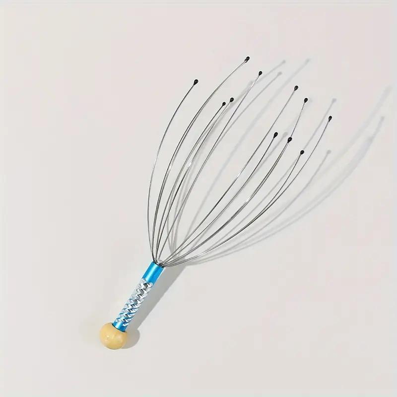 Stainless Steel Octopus Head Massager Set, Natural Pressure Relief Tool for Neck & Body, Scalp Relaxation Massage Device