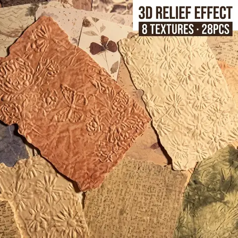28sheets(8 Textured Papers) Relief Stereoscopic Effect DIY Scrapbook Ppapers, Scrapbook Materials, Perfect For DIY Crafts, Scrapbooking Supplies,Bullet Journals,Crafts Decoration,Gift Wrapping,Handmade Greeting Cards, Daisy