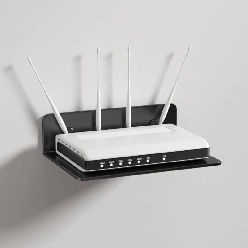 3PCS Punch-Free Wall Shelf, Wall Mounted Stand for Projector, WiFi Router and TV Set-Top Box, Space-Saving Storage Organizer for Living Room, No Drill Installation, Sturdy Floating Shelf for Home Media Devices and Daily Accessories