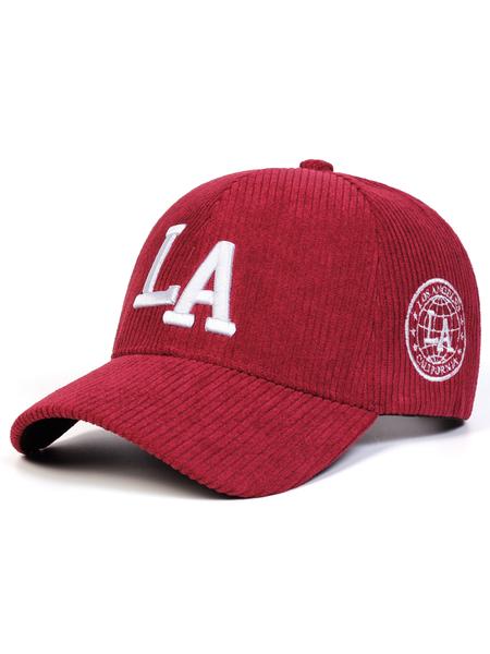 Unisex Corduroy La Baseball Cap, Adjustable Outdoor Sun Protection, Casual Fitted Design for Spring & Fall Travel, Quality Caps