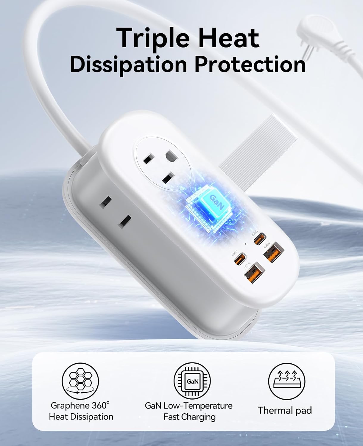 ORICO 7-in-1 Travel Power Strip, 3 AC Outlets + USB-C/USB-A Fast Charge (20W or 65W PD GaN), 4FT Wrapped Extension Cord, Flat Plug, Compact for Hotel, Dorm, Cruise, and MacBook/iPhone Devices - AP3 20W/65W ORICO 7-in-1 Travel Power Strip, 3 AC Outlets + USB-C/USB-A Fast Charge (20W or 65W PD GaN), 4FT Wrapped Extension Cord, Flat Plug, Compact for Hotel, Dorm, Cruise, and MacBook/iPhone Devices - AP3 20W/65W