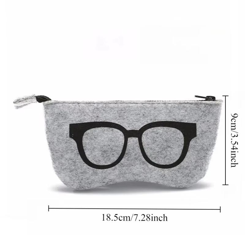 1pc Soft Felt Eyeglasses Bag Portable and Durable Anti-scratch Zipper Closure Sunglasses Sunglasses Storage Bag