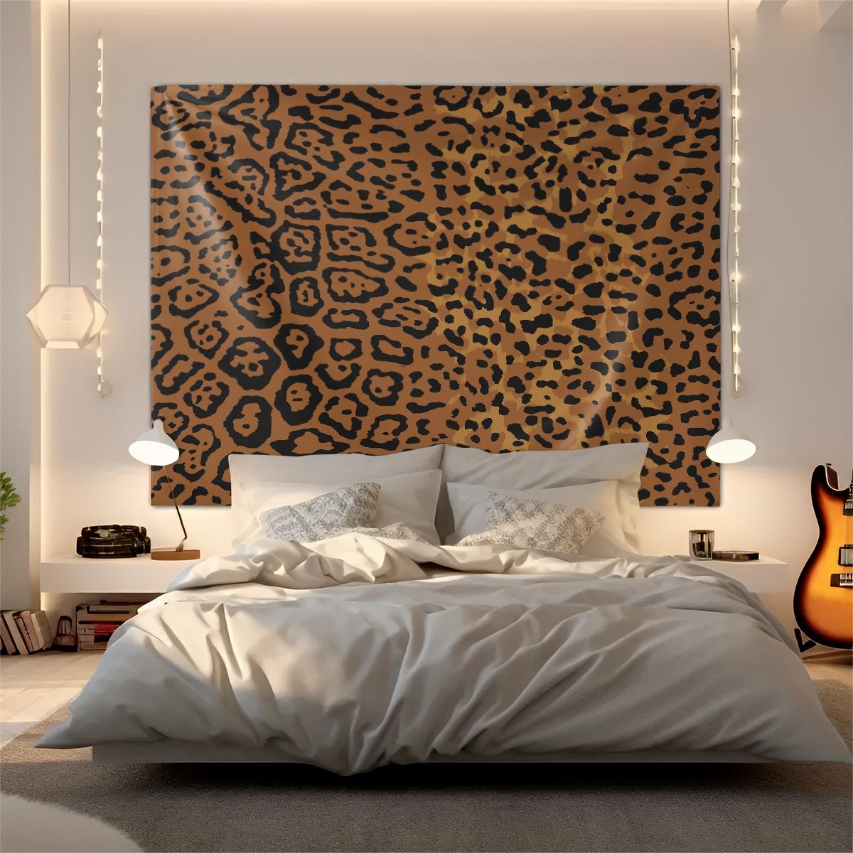 1Pcs Vintage Leopard Print Art Tapestry, Smooth Wrinkle Resistant Durable, Multi-Functional Wall Hanging Decor for Rental & Homestay