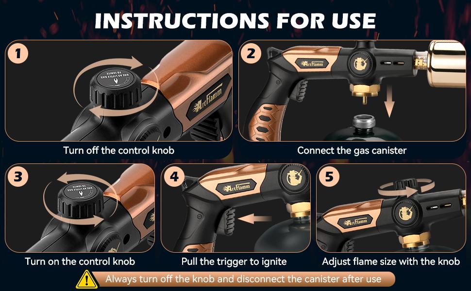ARTFLAMM Grill Torch Gun, Powerful Propane Torch Lighter, Adjustable Blow Torch, High-Intensity Charcoal Lighter, DIY Kitchen Torch for Fire Start, Sous Vide, BBQ, Gift! ARTFLAMM Grill Torch Gun, Powerful Propane Torch Lighter, Adjustable Blow Torch, High-Intensity Charcoal Lighter, DIY Kitchen Torch for Fire Start, Sous Vide, BBQ, Gift!