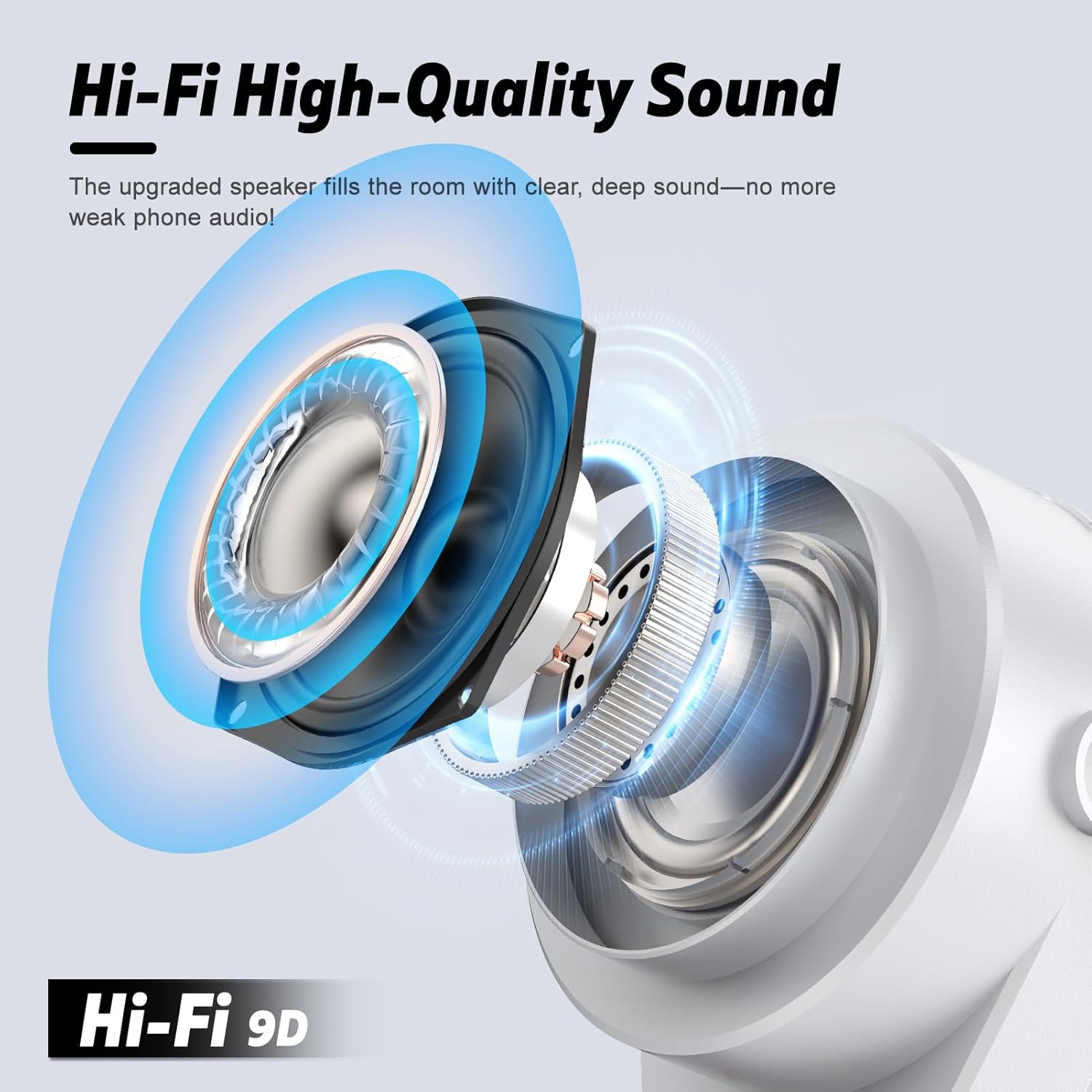 Wireless Induction Audio Bluetooth Speaker,360° Rotation Stand with LED,Universal Speaker Stands for Surround Sound&Hi-Fi Sound,Portable Desktop Stand Gift for Home,Shower,Outdoors,Travel