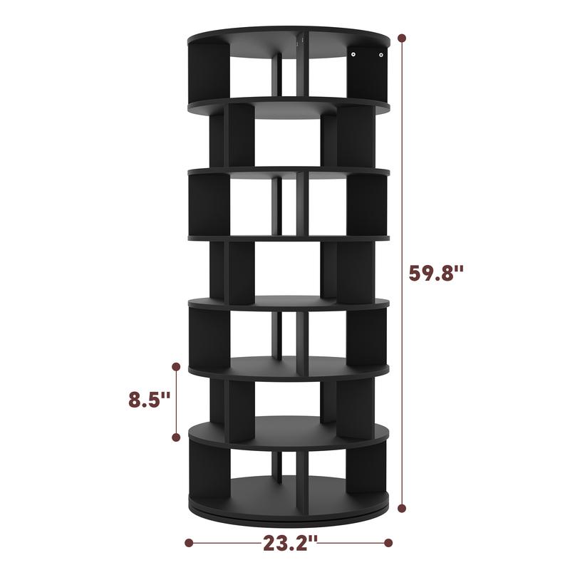 Rotating Shoe Rack Tower 7-Tier Spinning Shoe Rack 360 Revolving Organizer for Closet Modern White Metal Photo Shoe Cabinet Space Saving Storage Solution