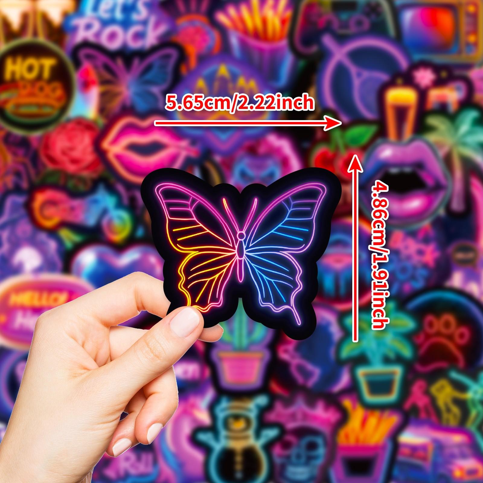 50 Sheets Creative Neon Graffiti Stickers for Luggage & Laptop Decals, Unique Non-Repeating Designs, Perfect Decorations