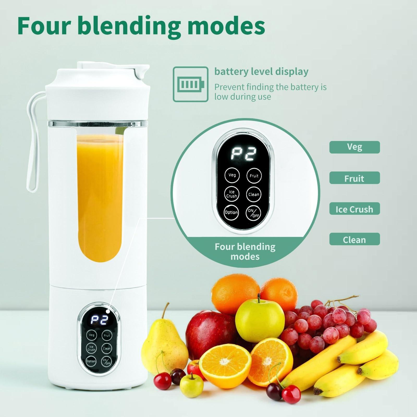 530ML/18oz Portable Blender, Mini Portable Electric USB Juicer, Small Personal Blender for Smoothies and Shakes, With Automatic Cleaning Function, Multi-Purpose and Easy To Use