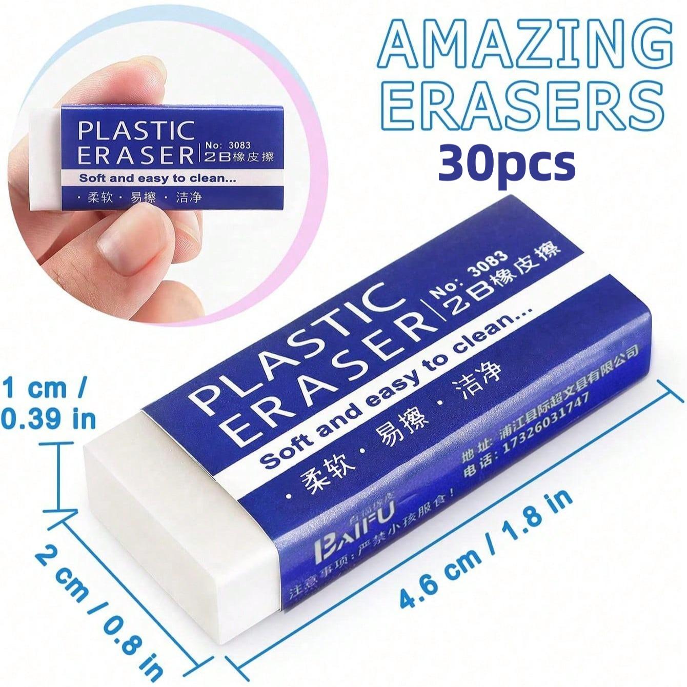 Multi-Pack Rectangular Erasers (30/24/12/6/4/2/1pcs), Clean Traceless Rubber Eraser, Ideal for Drawing, Sketching, Writing, Office, School Supplies