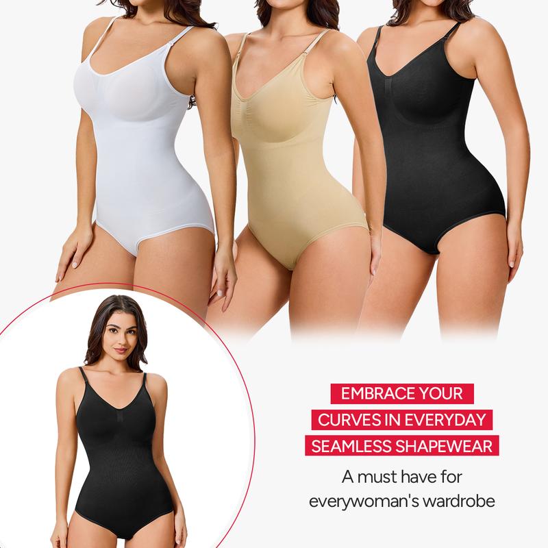 Nebility Women's Basic Comfortable V Neck Sleeveless Camisole Bodysuits Tops Minimalist Womenswear for All Season Bust Bodysuit High Compression Shapewear Shapewear Lady Body Sculpting Compression