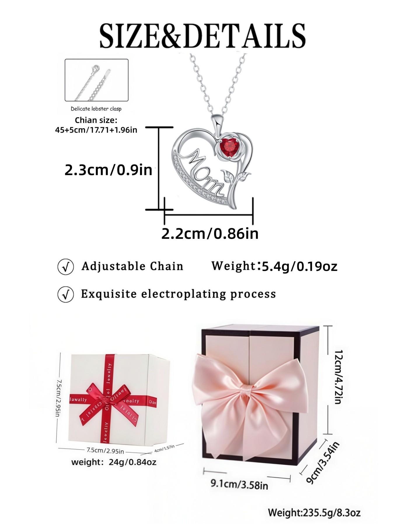Soft Heart Rose Imprint Premium heart-shaped MOM rose necklace, niche & sparkling, skin-brightening pendant.Paired with a preserved rose & teddy bear jewelry gift box.Ideal mysterious gift for birthdays, Valentine’s Day, Mother’s Day and Christmas.