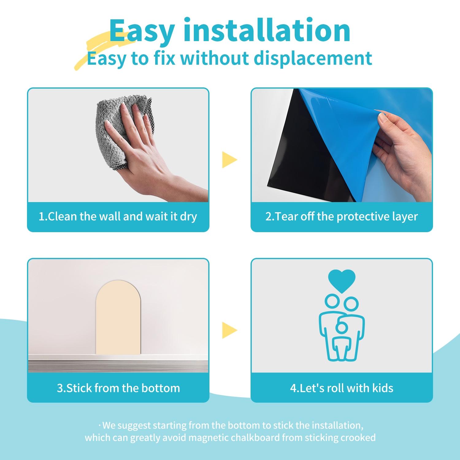 Arched Magnetic Whiteboard Sticker, Erasable, Self-Adhesive, Reusable, Writable Wall Whiteboard, Ideal for Classroom, Kids, Home School