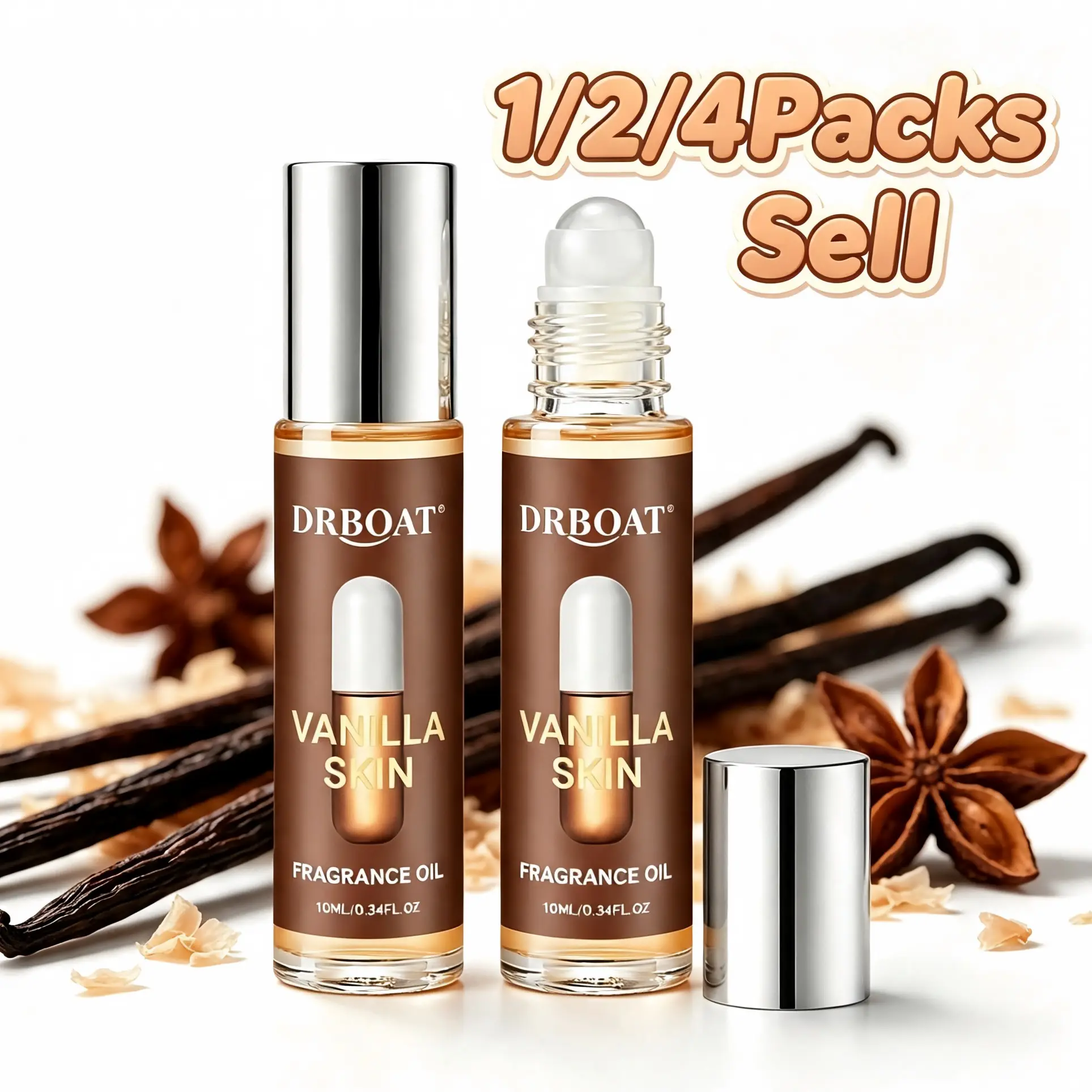 10ML Vanilla Skincare Pheromone Oil - Roll-On Subtle Essential Oil, Original Vanilla Skin Perfume Body Oil for Men and Women, Dating Traveling Home