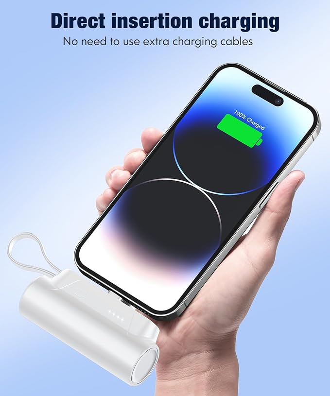 TikTokShopfalldealsforyou 8000mAh Portable Capsule Mobile Power - Mini USB-C Charging with Dual Inputs and 18W Fast Charging - Rechargeable Mobile Power with Stand for On-the-go Use Plug and Play, for Apple, Android,Gift,Springtok
