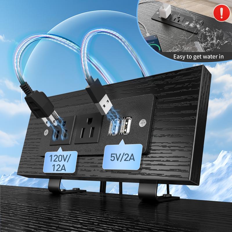 LED Nightstand Set of 2 with 3 Fabric Drawers & Shelf & Hooks, Tall Nightstand with LED & Power Outlet , End Table with Charging Station, Bed Side Table for Bedroom Furniture, White, Black, Rustic Brown