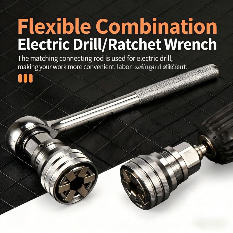 Multi-Functional Universal Socket Wrench Tool, Adjustable Universal Socket for 3/8 Inch Interface, Professional Repair Tool