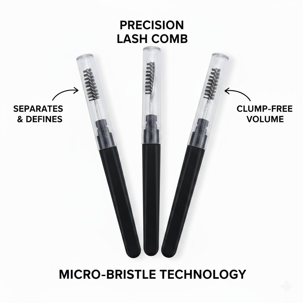 3 Pcs Silicone Eyelash Separator, Lashes Brush Separator, Mascara Brushes, Reusable Mascara Brush Wand, Eyebrow Spoolie Brushes Eyelashes Definer with Lid (Pink, Black)