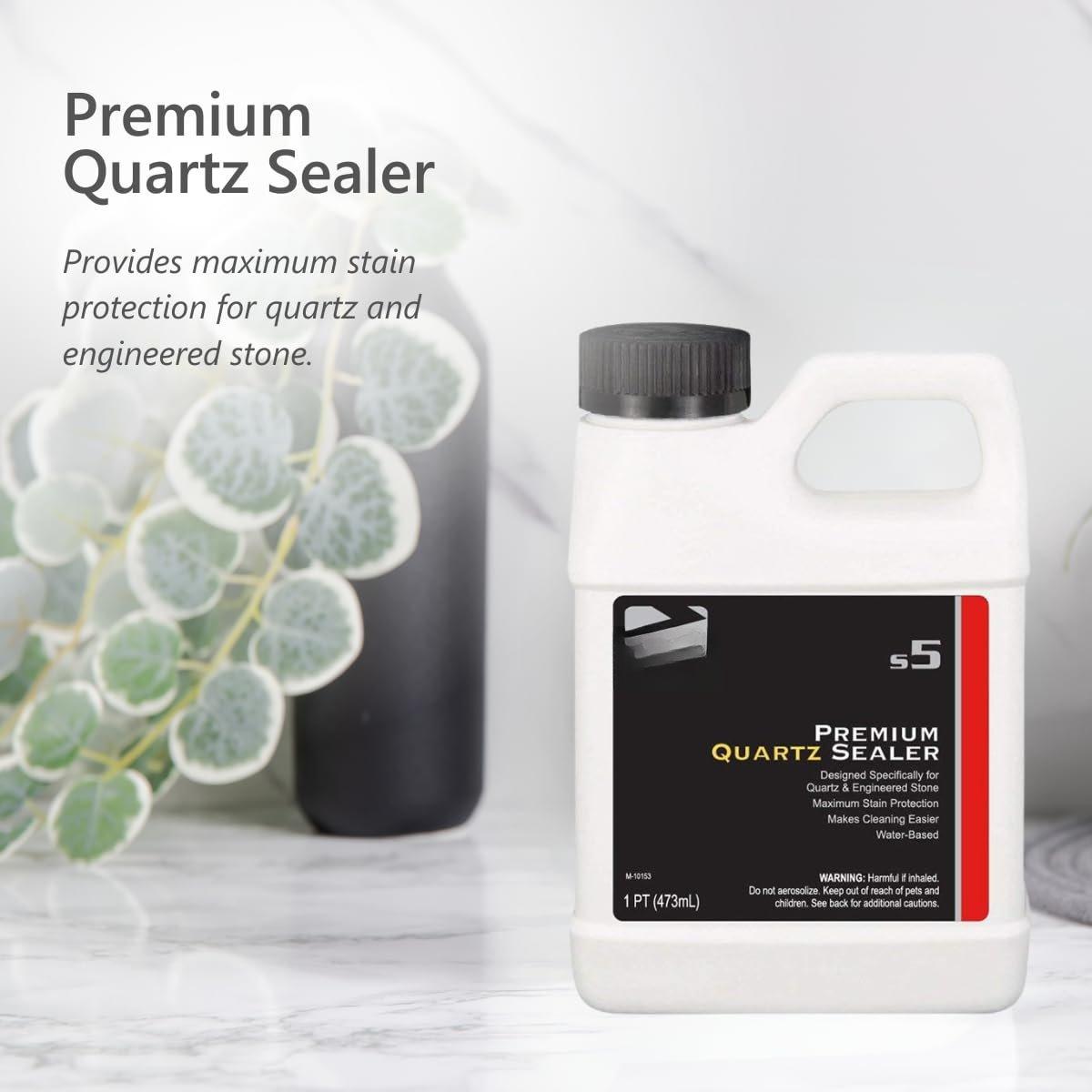 Quartz Sealer - Water-Based  Sealer - for Indoor & Outdoor Quartzite Counters, Floors, Walls, Furniture - Protects Against Oil, Water-Based Stains - Unscented - Pint (16 oz)