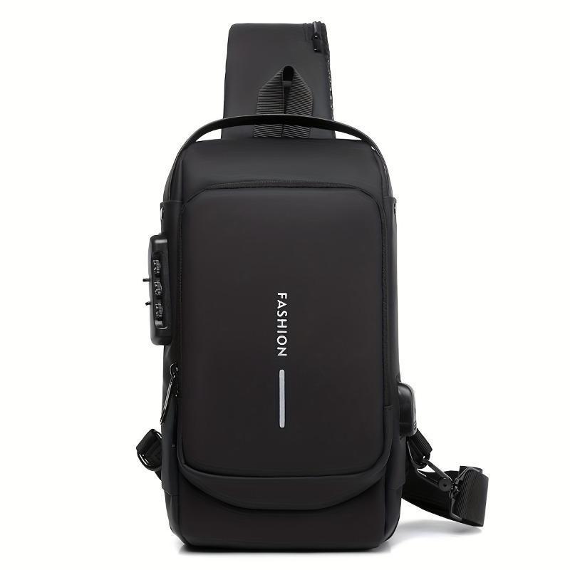 Men's Anti-Theft Chest Bag with Combination Lock — Durable Oxford Fabric, Adjustable Shoulder Strap; Ideal for Motorcycling and Casual Sports; Crossbody Style with a Summer Vibe.