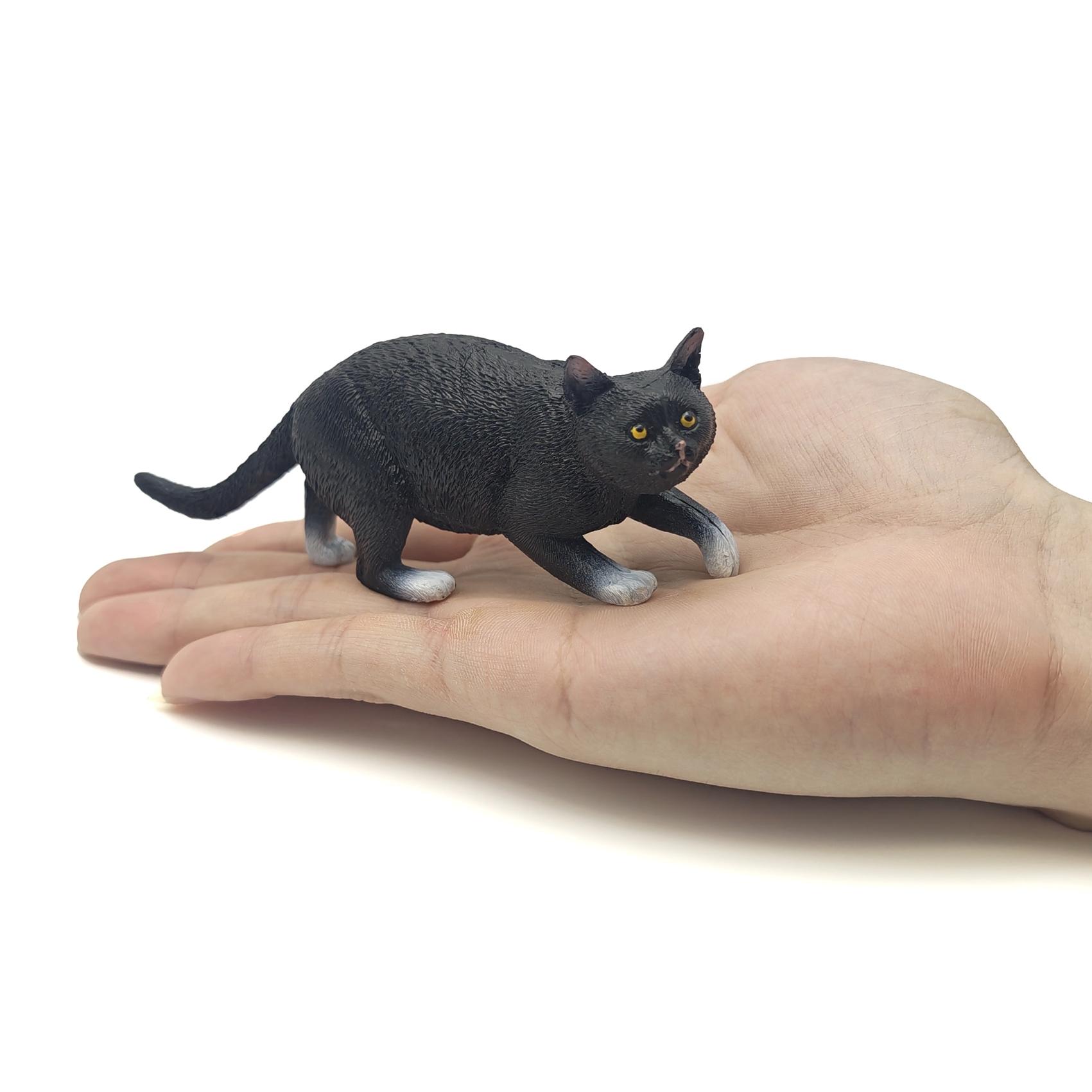 Unique Cat Figurine, Solid Plastic Wildlife Model, Perfect Home Office Desk Decoration, No Power Needed, Detailed Texture Design