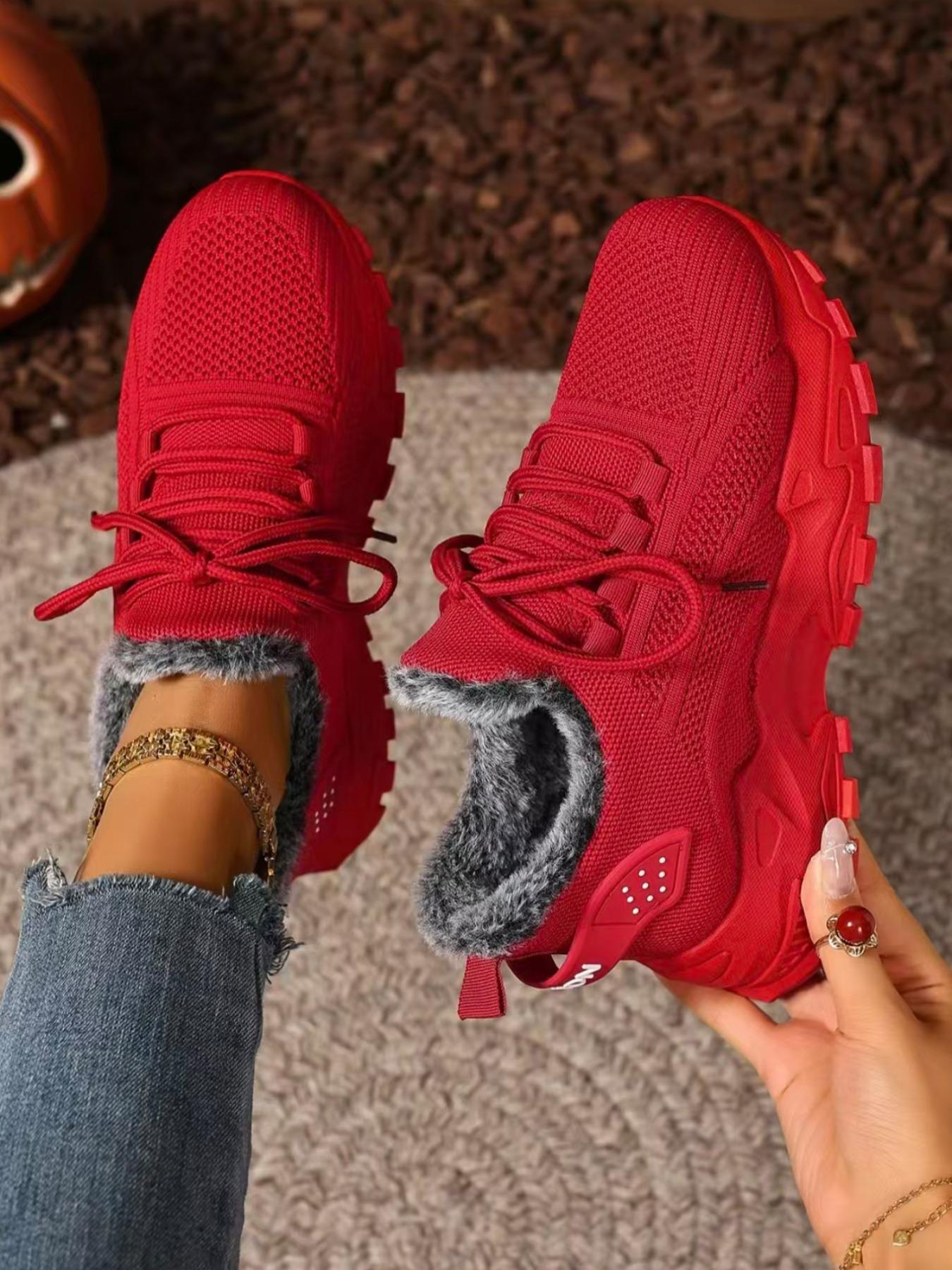 Women's Large Size Winter Warm Fleece Boots, Casual Snow Boot Lining, Comfortable Winter Shoes, Affordable Women's Insulated Boots Footwear