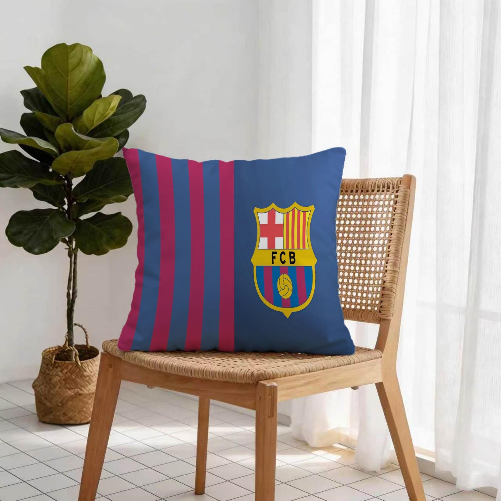 18x18 Inch Soccer Club Throw Pillow, Red Blue Striped Sport Team Decorative Cushion, Football Fan Sofa Bed Living Room Decor, Ideal Gift for Soccer Fans Teens Adults Men