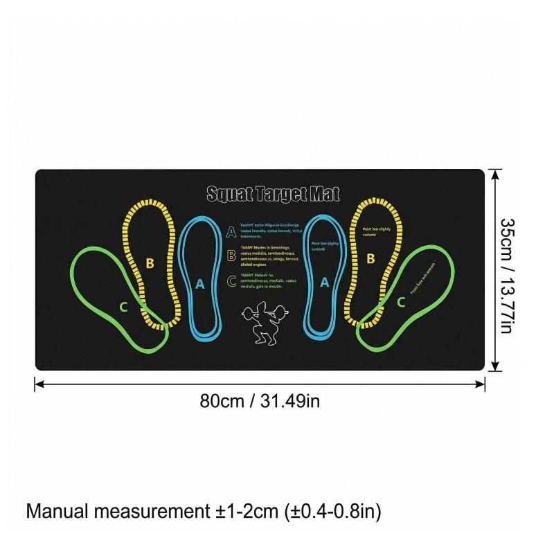 Squat Target Mat for Beginners, Non-slip Fitness Workout Mat with Foot Position Guide, Professional Deep Squat Auxiliary Practice Pad, Soundproof and Dirt-resistant Indoor Exercise Mat, Leg and Glute Training Equipment for Home Gym