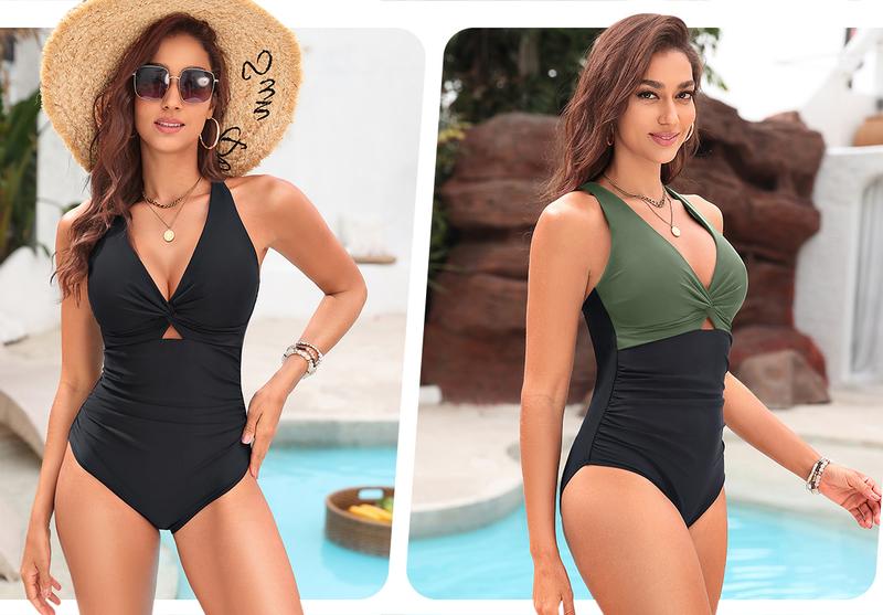 Aqua Eve Women One Piece Swimsuit - Tummy Control Push Up Bathing Suit Cut Out Swimwear