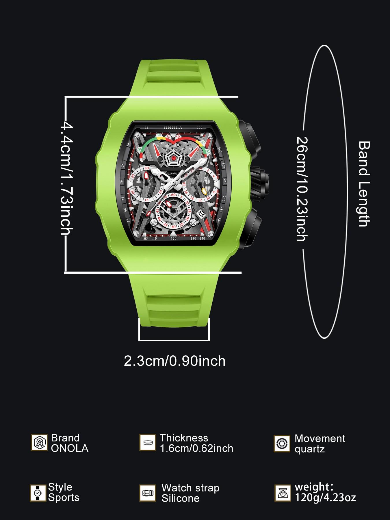 Onola Fashion Men's Quartz Watch, Multi-Function Timer, Waterproof Glowing Sports Watch for Outdoor Use, Perfect Gift for Any Occasion, Skeleton Watches