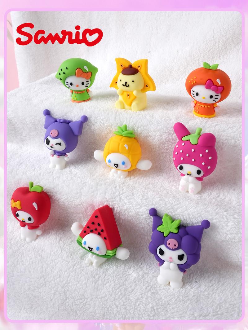 1PC Officially Sanrio Mystery Blind Box Blind Bags Cute Fruits Pattern Blind Ball A Surprise Series Random One Hello Kitty My Melody Kuromi Pompompurin Cinnamoroll 3D Anime Characters Collectible Merch Desktop Decor Christmas Gifts For Friends
