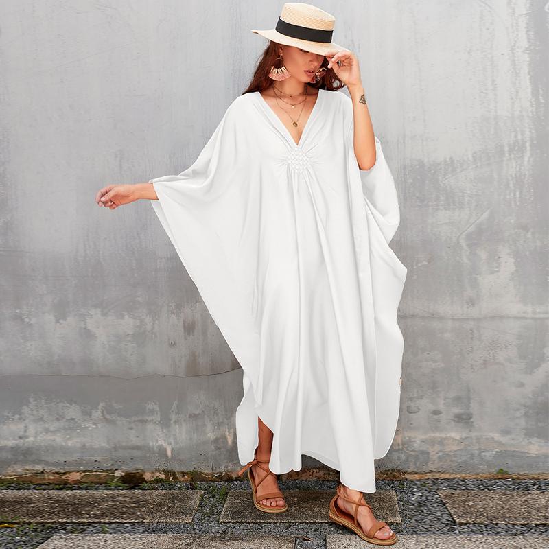 Bsubseach Women Ethnic Print Kaftan Dress , Plus Size All Over Print  TunicDress, Boho Casual V Neck TunicDress for Women, Women's Plus Cover Up,Mrs. Roper Kaftan ，bubu，mumu，Casual Womenswear Maxi Modesty Muslim Clothing Baggy