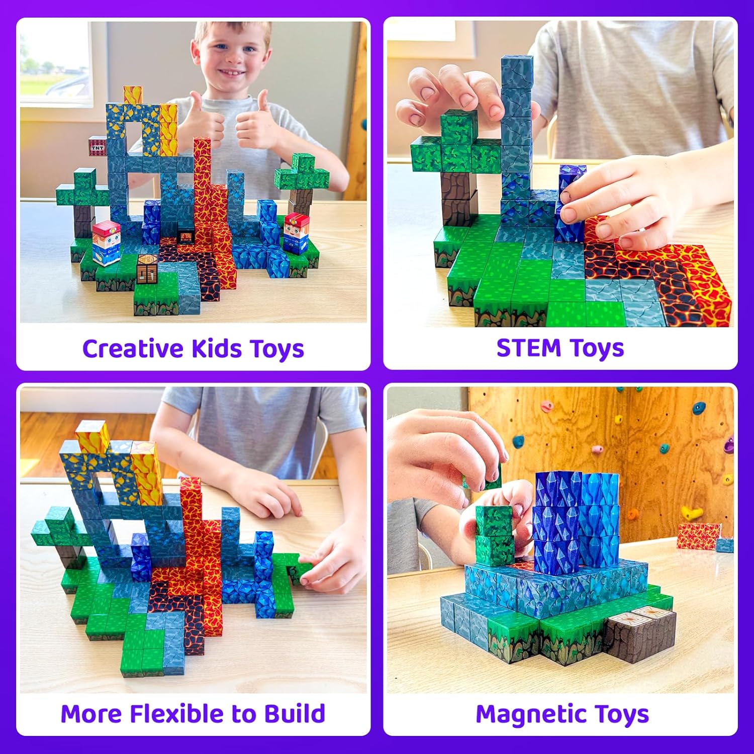 Magnetic Building Blocks-100PCS with Drawstring Bag STEM Montessori Children Sensory Toys Build Mine Magnet World Gift Set