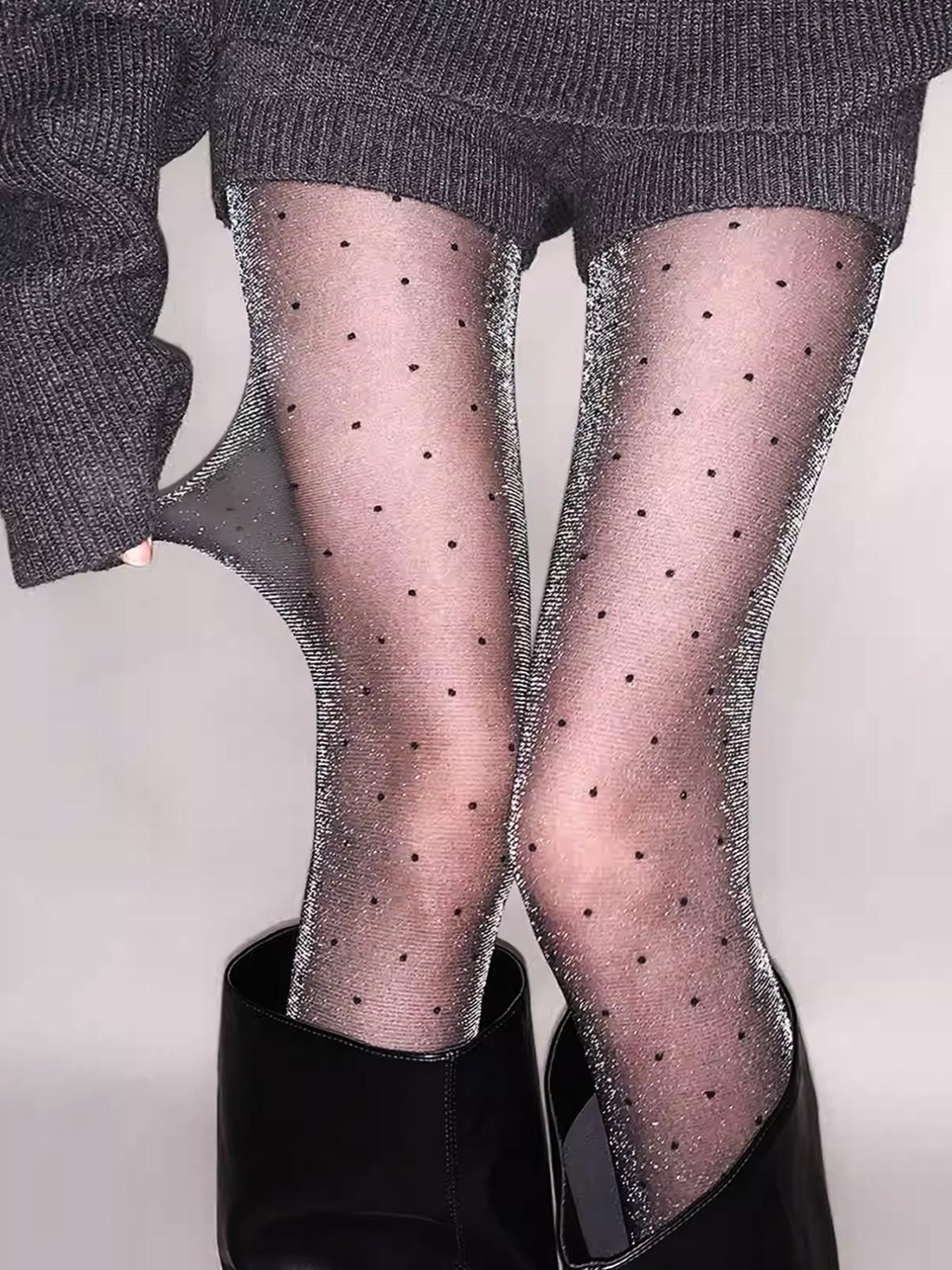 High Elasticity Silver Color Butterfly Pattern Silk Pantyhose, Slim-Fitting Sheer Stockings for All Seasons, Fashionable High Waist Socks