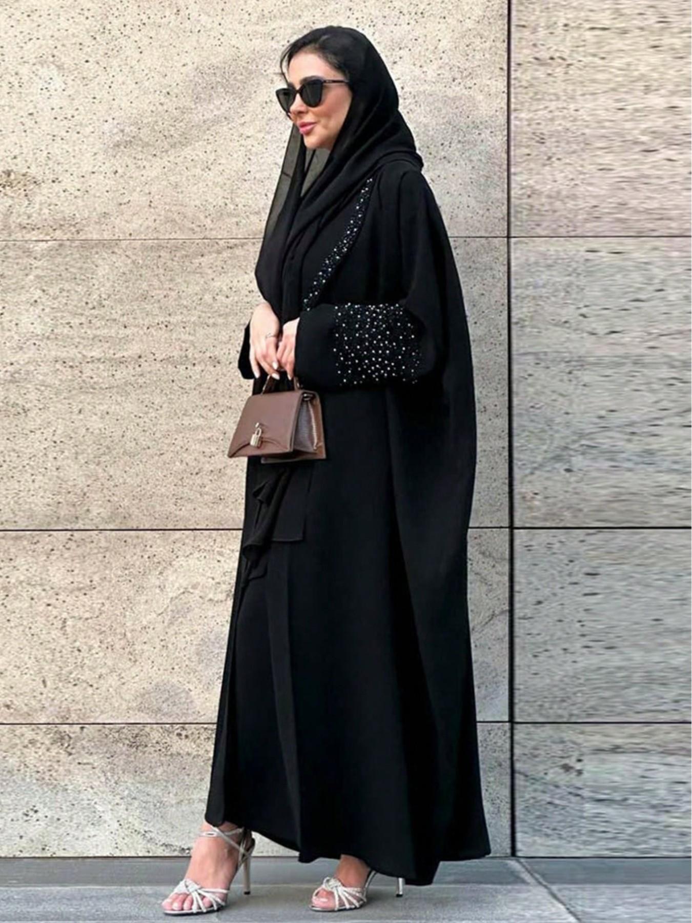 Elegant Long Cardigan with Full Rhinestones, Loose Fit Oversized Wide Sleeves, High-End Party & Commute Outerwear, All-Season Fashion Women
