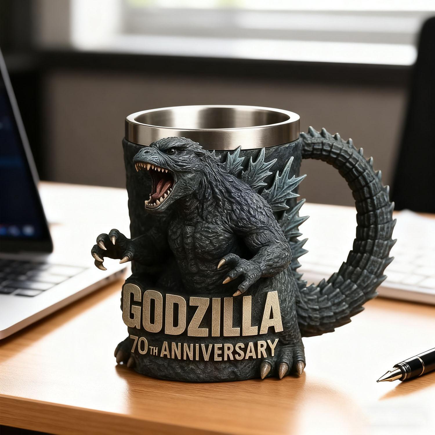 Godzilla 70th Anniversary Gift Mug, 3D Creative Water Cup, Perfect for Monster Movie Lovers, Unique Collectible Item