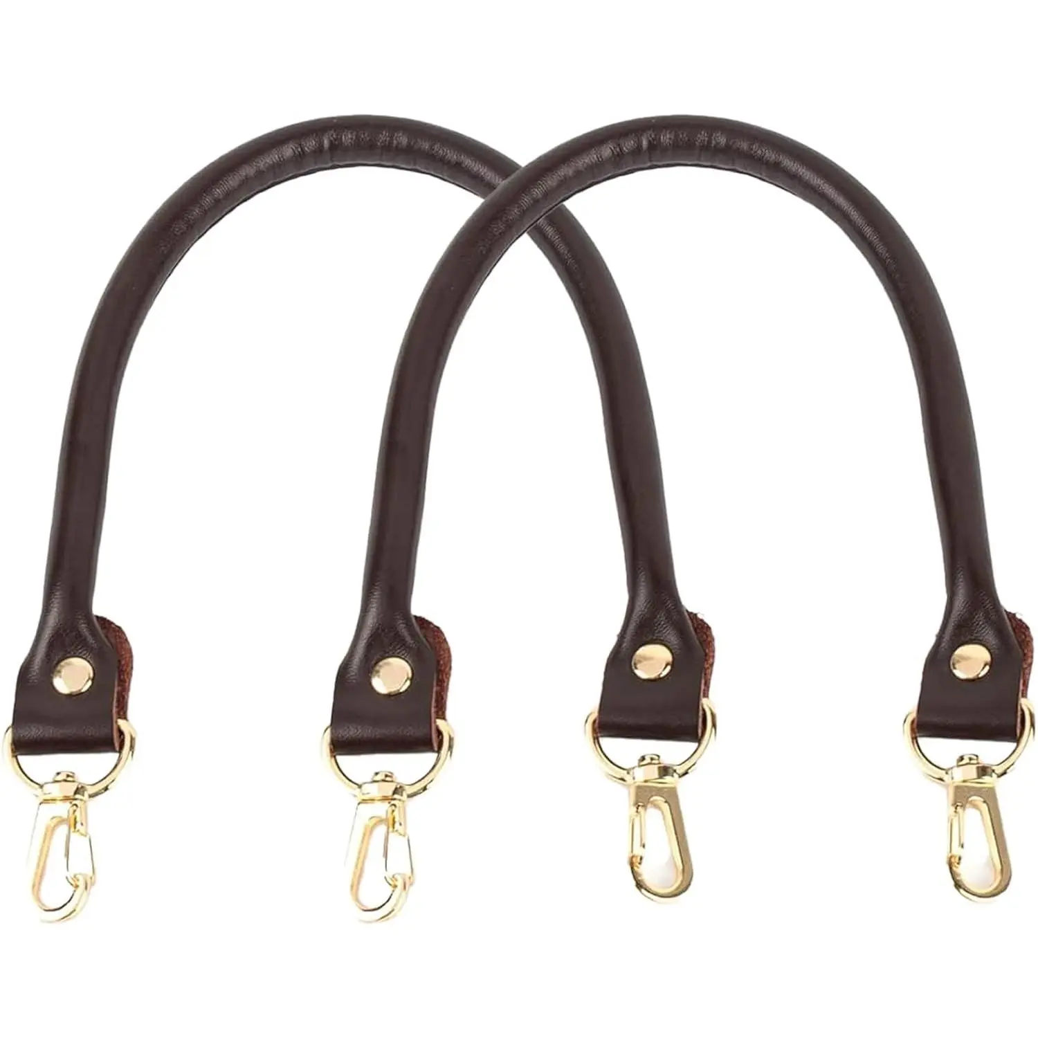 , 2 Pack Purse Straps  Leather Handbag Handles Dark Brown with  Metal Lobster Buckles