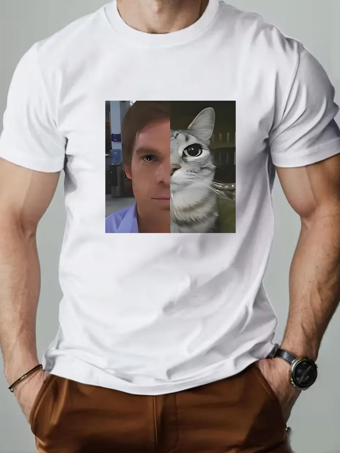 Men's Round Neck T-Shirt, Creative Geometric Print, Slim-Fit Retro Style, Casual Long Sleeve, Perfect for Daily Wear, Gifts, Events