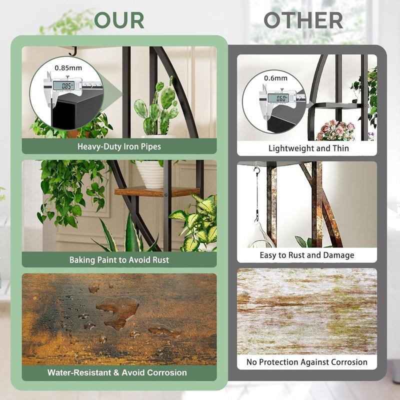 POZILAN Plant Stand Indoor with Grow Lights, 6 Tiered Tall Plant Shelf, 63" Metal Plant Stand for Indoor Plants Multiple, Half-Moon Plant Rack Display Shelf, 2 Pcs Plant Holder for Living Room, Patio Flower Artistic Decorative Home POZILAN Plant Stand Indoor with Grow Lights, 6 Tiered Tall Plant Shelf, 63" Metal Plant Stand for Indoor Plants Multiple, Half-Moon Plant Rack Display Shelf, 2 Pcs Plant Holder for Living Room, Patio Flower Artistic Decorative Home