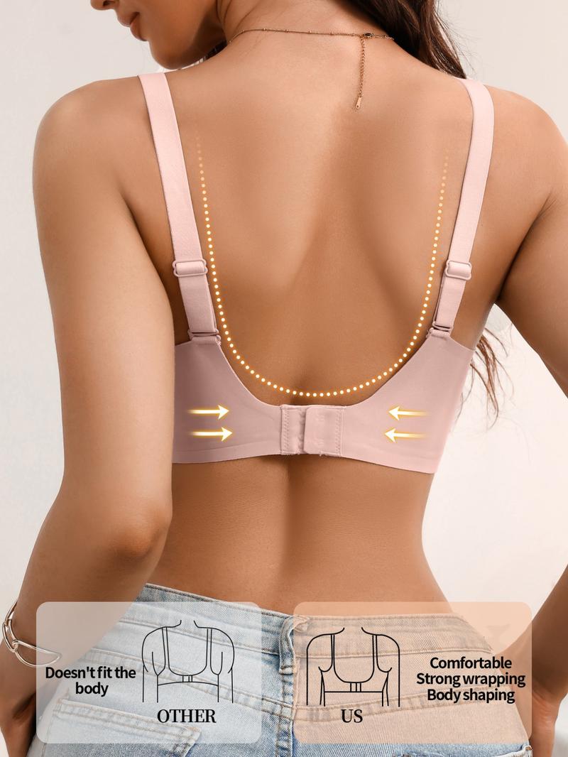 Women's Wireless Jelly Bra with Adjustable Wide Straps, Medium Support, Plain Pattern, Fitted Design, All Seasons Wear