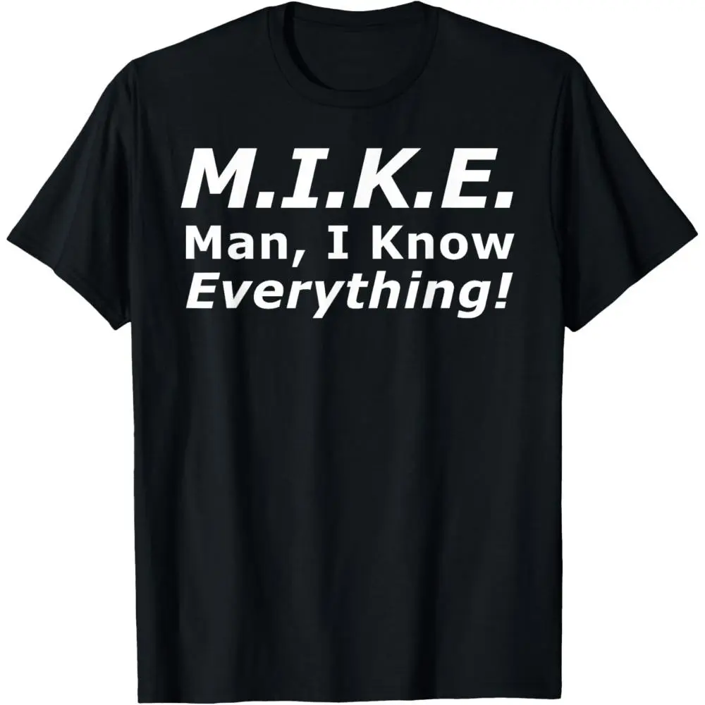 NO.BRAND Men's Short-Sleeve Seamless Soft Casual Cotton Funny Mike T-Shirt - 'Knows Everything' Gift for Men, Birthday & Father's Day, Alternative, Shortsleeve, Smooth