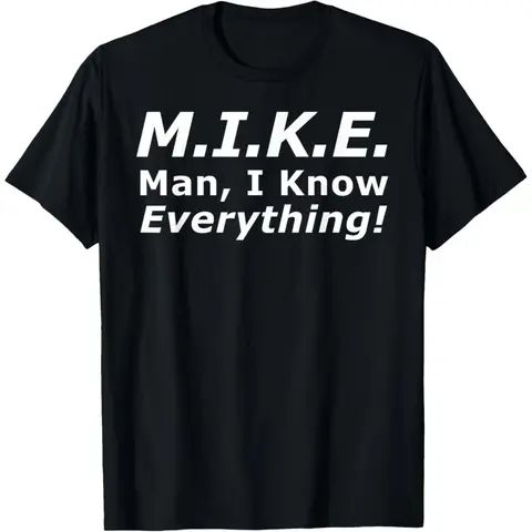 NO.BRAND Men's Short-Sleeve Seamless Soft Casual Cotton Funny Mike T-Shirt - 'Knows Everything' Gift for Men, Birthday & Father's Day, Alternative, Shortsleeve, Smooth