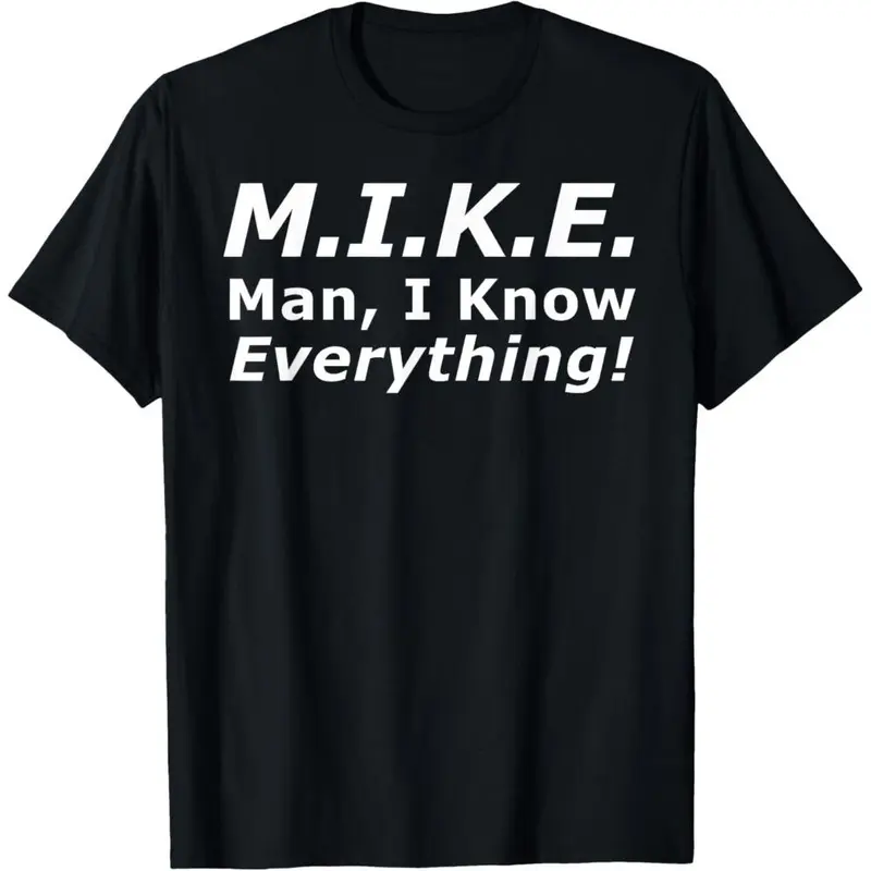 NO.BRAND Men's Short-Sleeve Seamless Soft Casual Cotton Funny Mike T-Shirt - 'Knows Everything' Gift for Men, Birthday & Father's Day, Alternative, Shortsleeve, Smooth