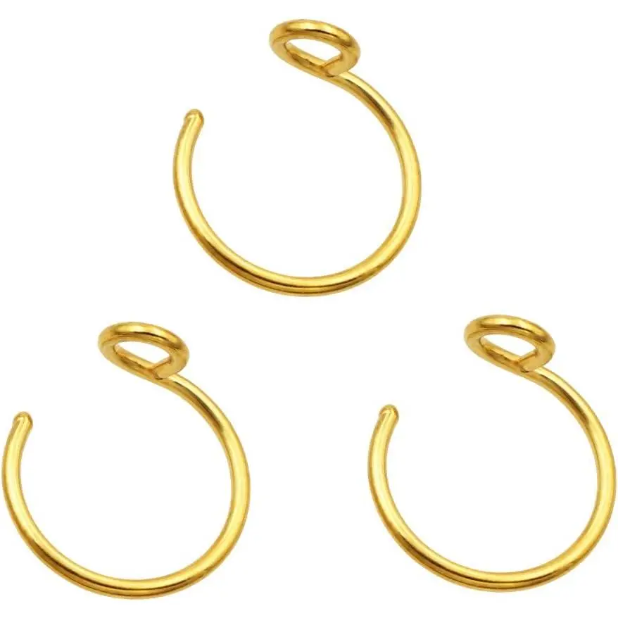 3 count Stainless Steel Faux Nose Rings Hoop