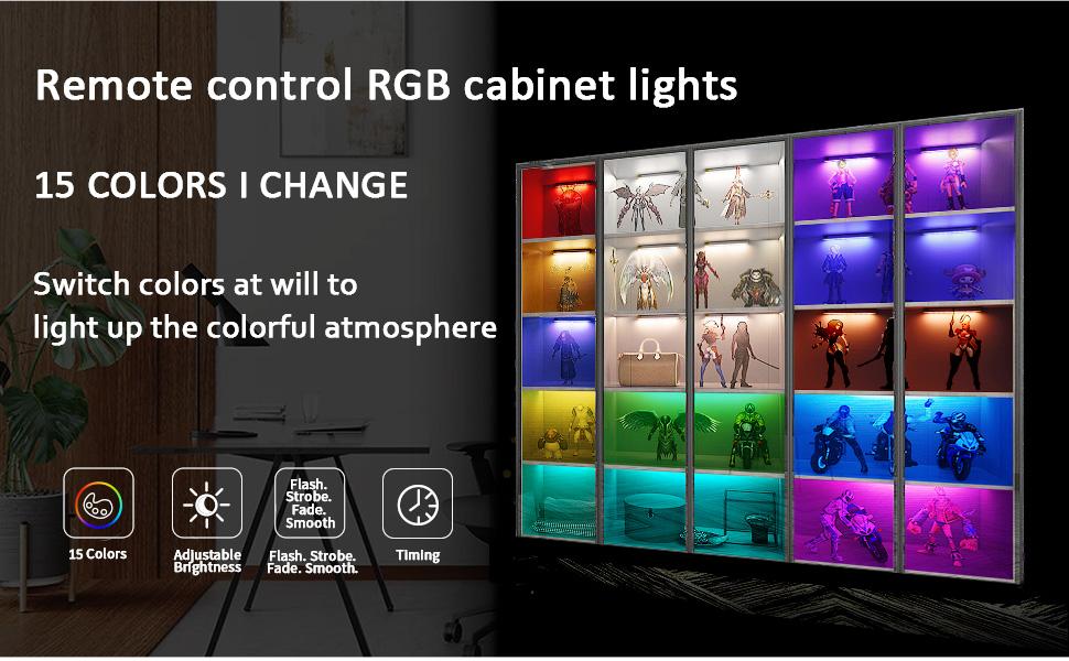 Under Cabinet Lights, Wireless Rechargeable LED RGB Under Counter Lights Bar 3 Packs 48 LED 15 Color Temps Dimmable with Remote Shelf Kitchen Closet Bedroom Lights