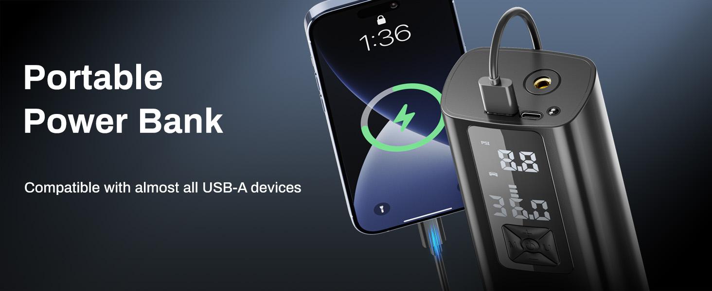 Tire Inflator Portable Air Compressor, AMPBANK AT003 Auto Air Pump for Car Tires, Tire Inflator 150PSI with 6000mAh Battery, Pressure Gauge & LED Screen, Air Compressor for Car, Motorcycle, Bike, Ball