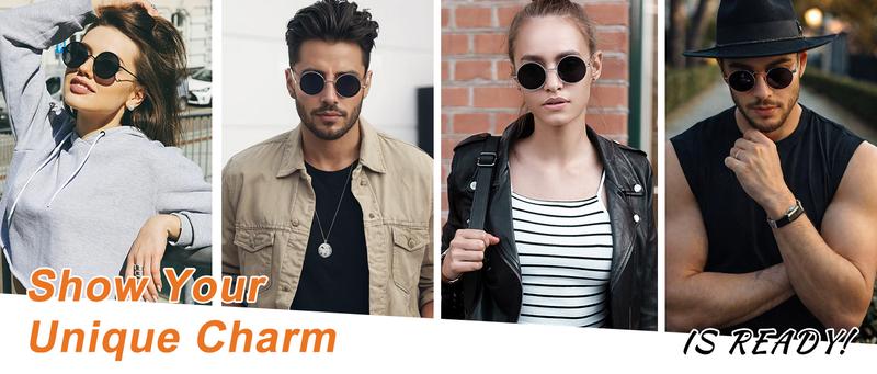 KALIYADI Black Retro Sunnies PolarizedSunglasses UV  400 Metallic Texture Retro Fashion for Women Men (S36)